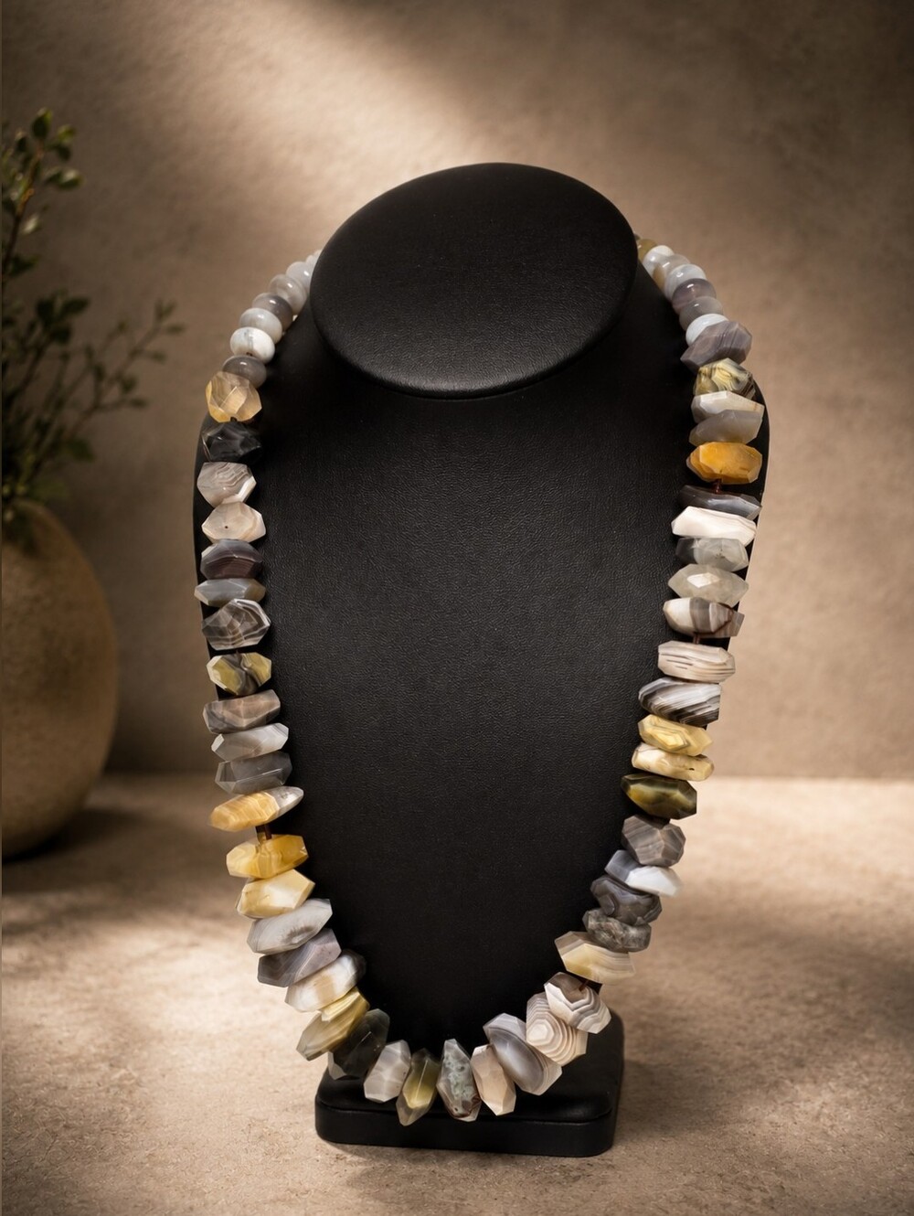 Botswana And Colored Agate Statement Necklace